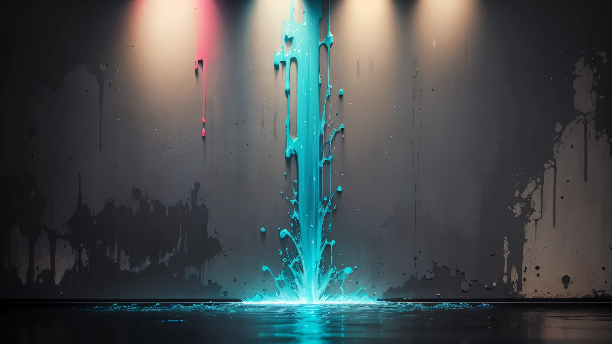 water,colorful,neon,watery,high resolution, high quality,neon colors, dark grey background, black grey grdient, wall painting art, painting
