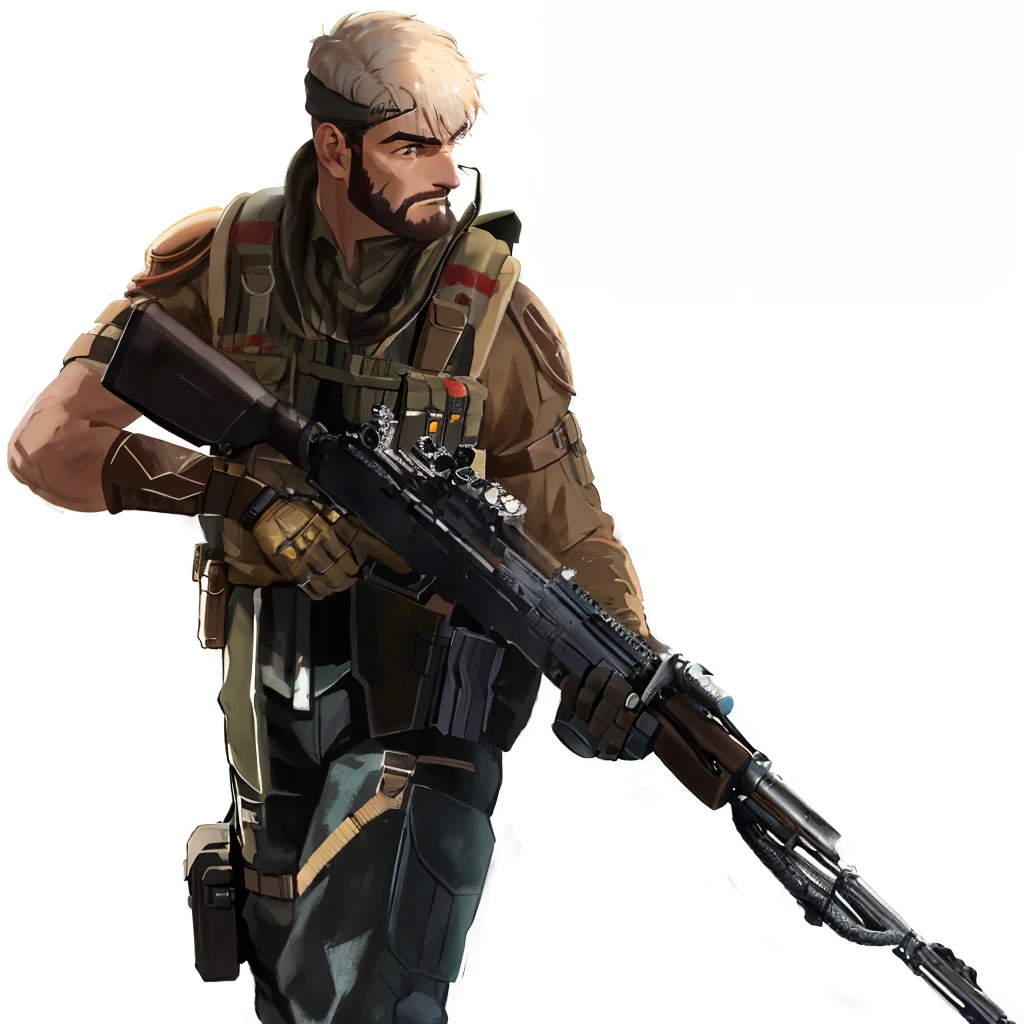 um close up de uma pessoa segurando um fuzil e um rifle, arte do personagem o contra, video personagem do jogo artilheiro, kane do comando & conquistar, personagem estelar, soldado, personagem masculino, mercenary, fritadeira barret, personagem do jogo, post-apocalyptic explorer, guerilla soldado, video personagem do jogo art