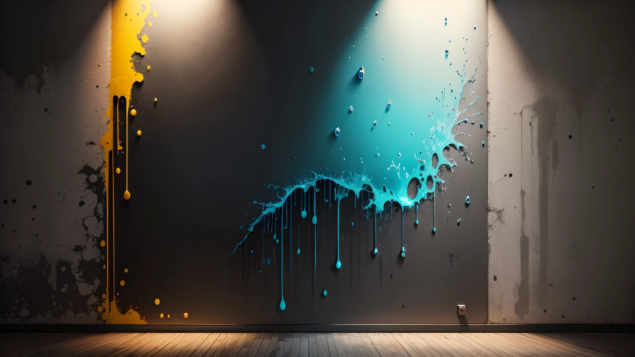 water,colorful,neon,watery,high resolution, high quality,neon colors, dark grey background, black grey grdient, wall painting art, painting