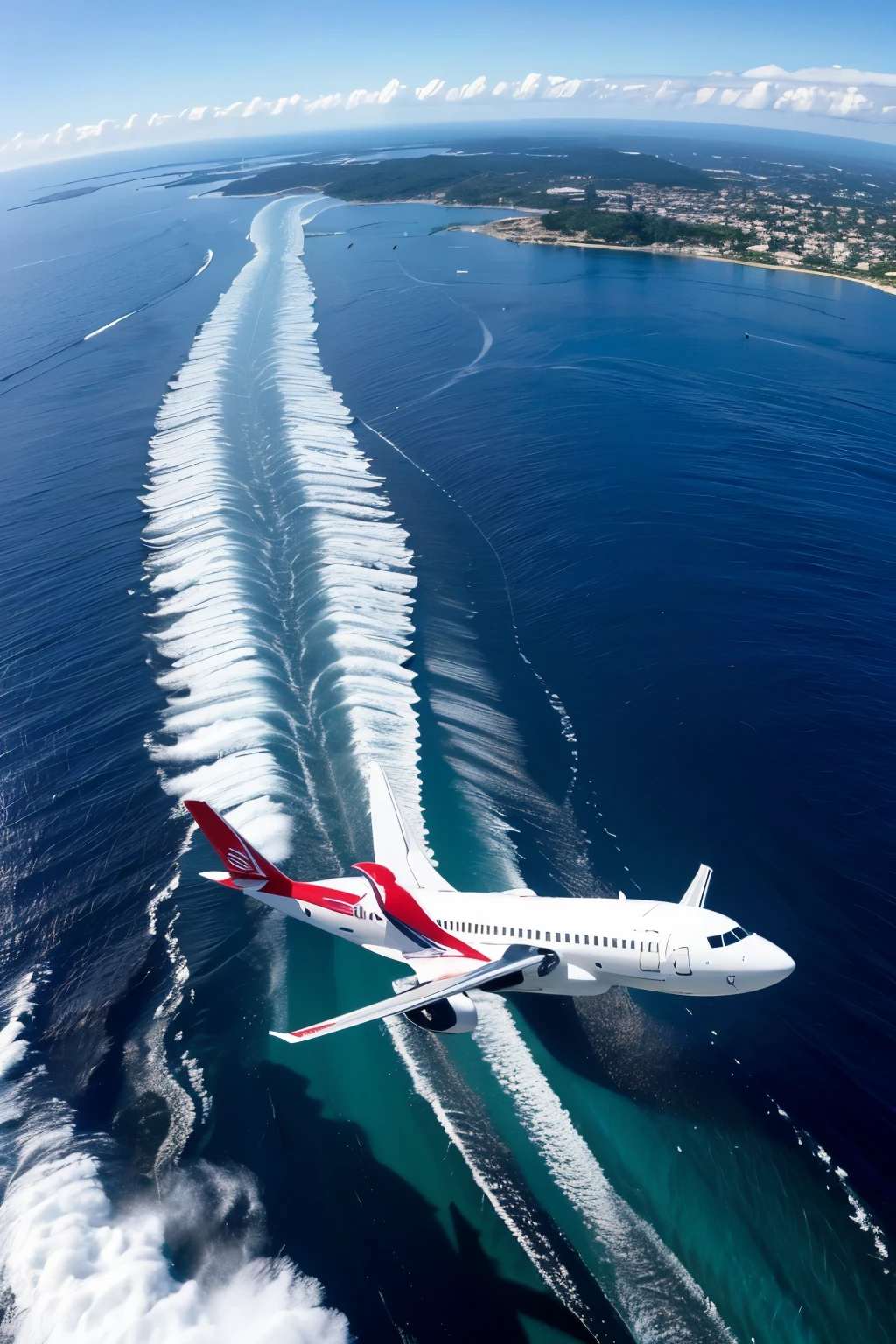 plane falling into whirlpool in the middle of the ocean, 4k