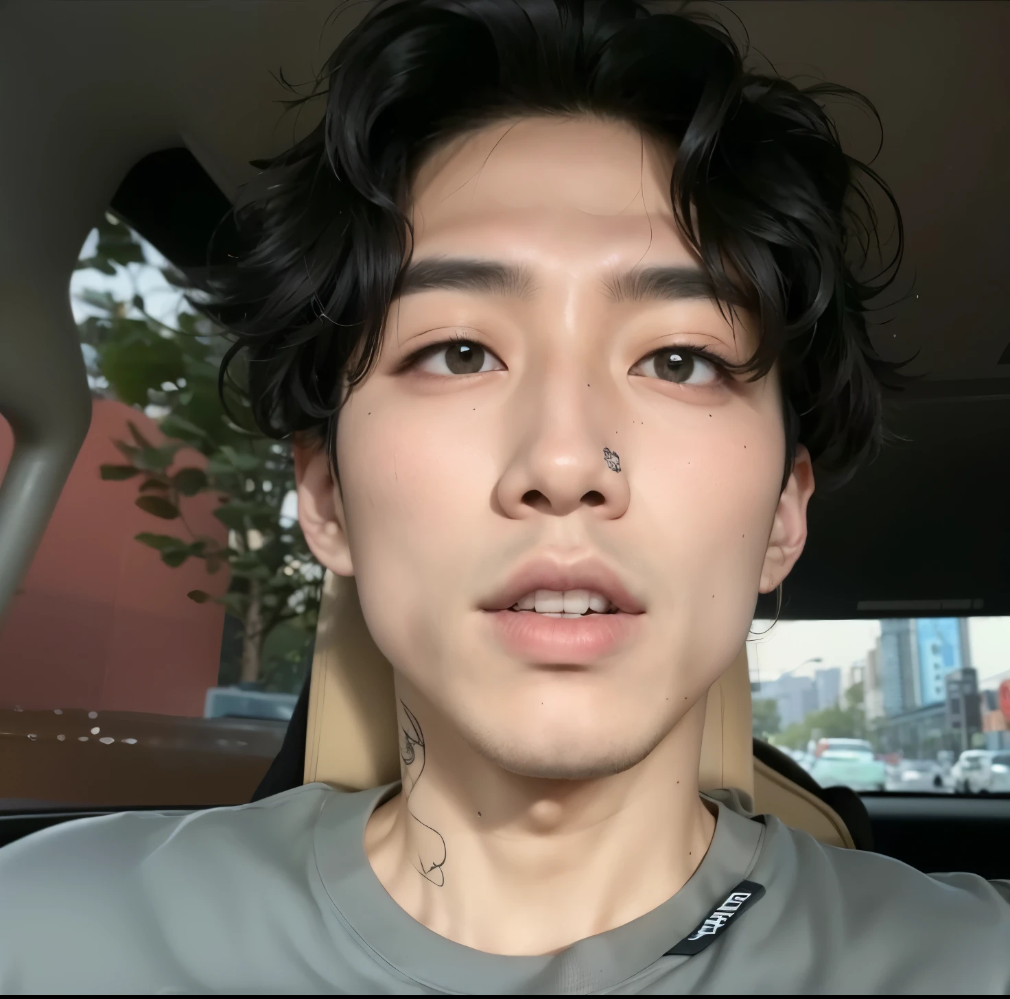 fit man with a tattoo on his neck and a gray shirt, taejune kim, cai xukun, homem sul-coreano, Hong junho hyung, hyung tae, Yanjun Chengt, jaeyeon nam, Jinyoung Shin, profile picture with headshot, Jimin\the right eyelid is swollen, taken at the beginning of 2020, adorable and pale korean face
