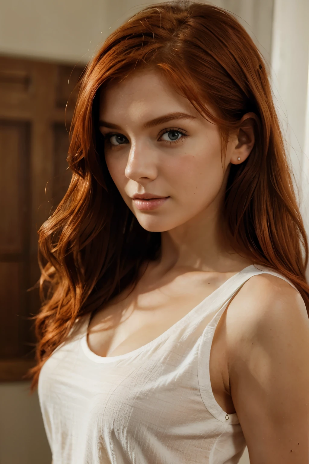 beautiful redhead girl realistic