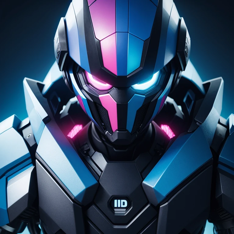 cybercore con paleta de colores, azul oscuro, fucsia y azul claro, fotorealista, ultrahd, 8k.