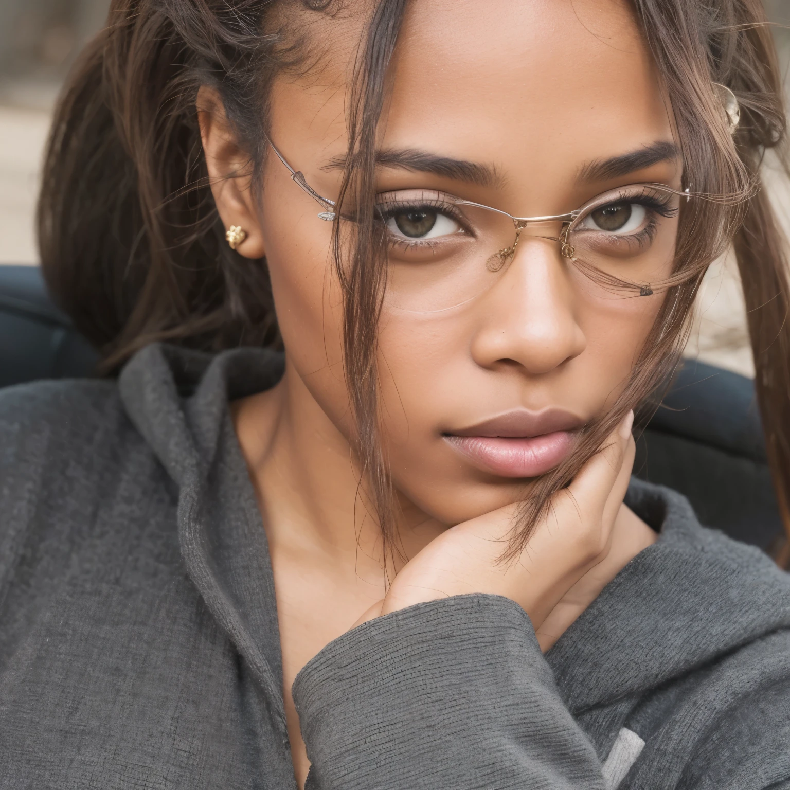 light brown skin, african american woman, selfie uhd