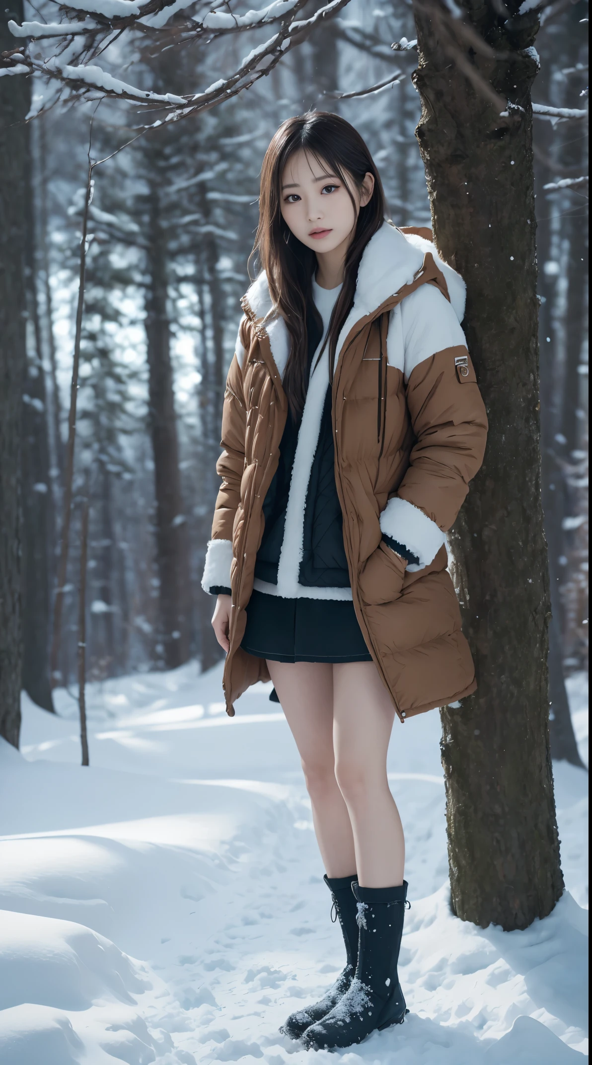 masterpiece, best quality, high quality, extremely detailed CG unity 8k wallpaper, taiga, silence, towering conifers covered with forest floor, harsh cold climate, serene beauty, snow, winter, mild summer, breeze, needles, branches, bokeh, depth fields, HDR, bloom, chromatic aberration, photorealistic, extremely detailed, popular on artstation, popular on CGsociety, complex, high detail, dramatic, art midway