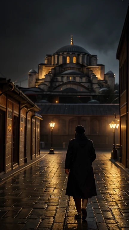 Foggy and rainy night street of Istanbul in the style of Edward Hooper, Hagia Sophia mosque, very realistic and detailed, mysterious and nostalgic atmosphere, photographic appearance, RAW style, photorealistic.
Léxica.Art
