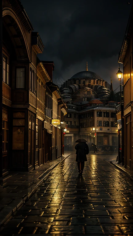 Foggy and rainy night street of Istanbul in the style of Edward Hooper, Hagia Sophia mosque, very realistic and detailed, mysterious and nostalgic atmosphere, photographic appearance, RAW style, photorealistic.
Léxica.Art