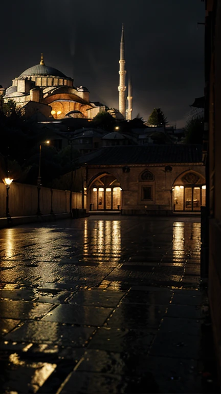 Foggy and rainy night street of Istanbul in the style of Edward Hooper, Hagia Sophia mosque, very realistic and detailed, mysterious and nostalgic atmosphere, photographic appearance, RAW style, photorealistic.
Léxica.Art