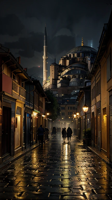 Foggy and rainy night street of Istanbul in the style of Edward Hooper, Hagia Sophia mosque, very realistic and detailed, mysterious and nostalgic atmosphere, photographic appearance, RAW style, photorealistic.
Léxica.Art