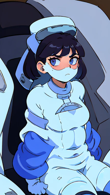 1 girl wearing a space helmet, trapped within a sticky slimy cocoon made of silk, suspended, spider web