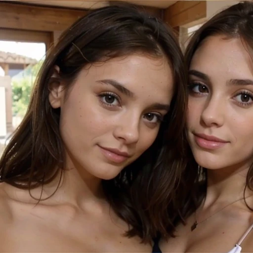 two very thin young nude ager who looks anorexic gazing sadly into the camera lens. Moaning face. the girl's body is similar to that of a pubescent.with a crucifix around his neck. They are lying on a beach with spread legs