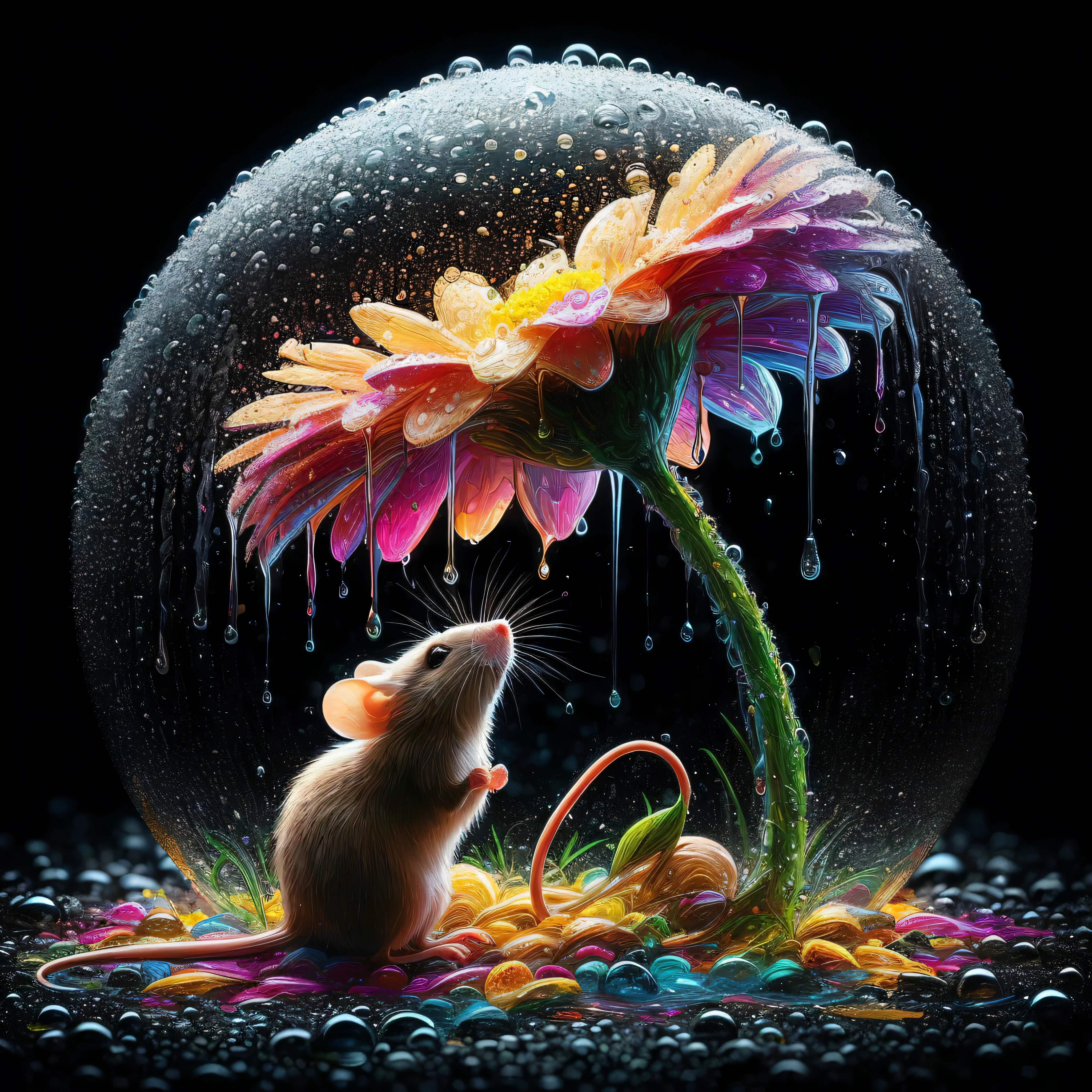 there is a mouse that is sitting in a glass ball, adorable digital painting, cute detailed artwork, a beautiful artwork illustration, beautiful digital artwork, cute detailed digital art, very beautiful digital art, beautiful digital art, highly detailed digital painting, detailed painting 4 k, by Jerzy Kossak, colorful hd picure, cute digital art, digital painting highly detailed