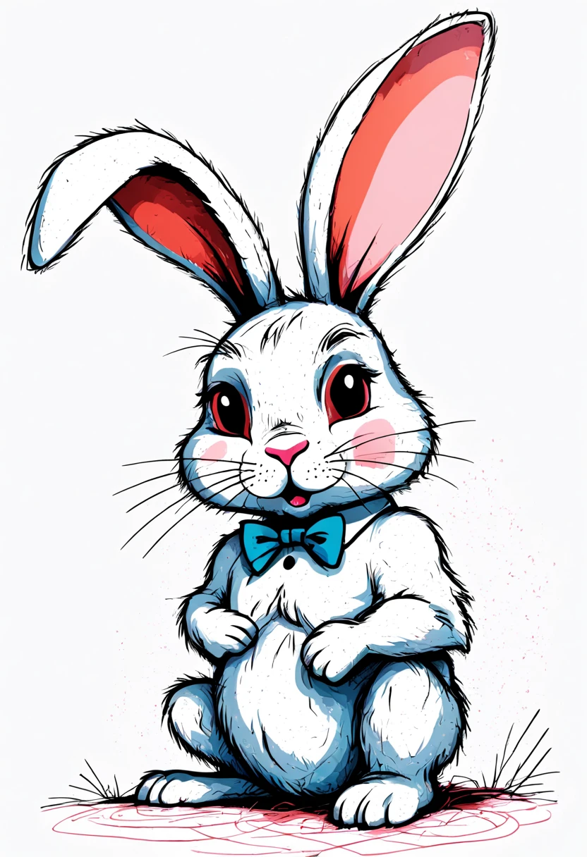 Rabbit Every Monday, in scribble art style