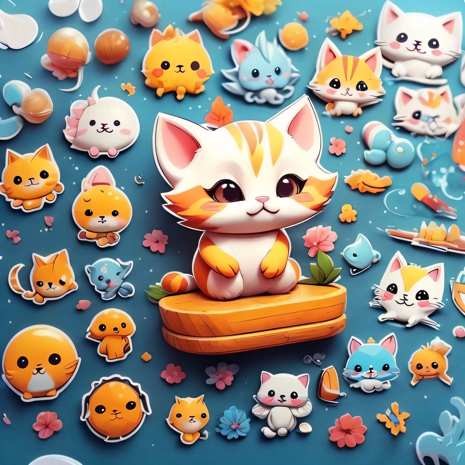 (Mejor calidad,4k,8k,high resolution,obra maestra:1.2),ultra detallado,(Realista,photoRealista,photo-Realista:1.37),pegatina gatito,cute illustration,centrado en el marco,Fondo aislado,dibujado a mano,texturas suaves,Colores vibrantes,Soft lighting,playful composition,Estilo caprichoso,ojos chispeantes,piel detallada,Adorable expression,sombreado sutil,Delicate lines,Detalles precisos,Patas diminutas,Patrones intrincados,cola esponjosa,Dulce inocencia,Cheerful atmosphere,Estilo de arte vectorial,alegre y animado,Escena conmovedora,mixed media illustration,Tonos brillantes,Tonos pasteles,sombras suaves,Exquisite craftsmanship,Charming character,apariencia de pegatina,pose entusiasta,Eye-catching design,Pleasing symmetry,calidad de libro de cuentos