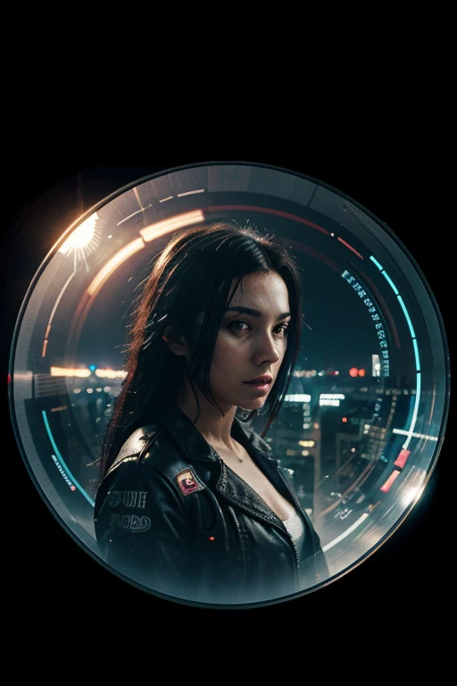 cyberpunk round circle, transparent background