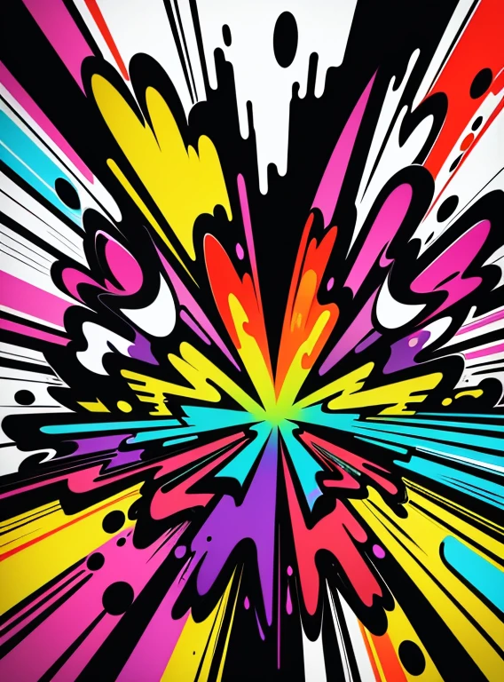vector art, Colorful illustration with graffiti beatle, in the center, vibrant colors, paint splashes and blots, high detail, whitebackground