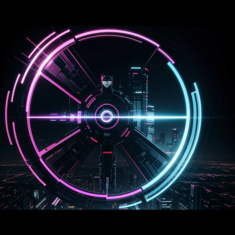 cyberpunk round circle, transparent background