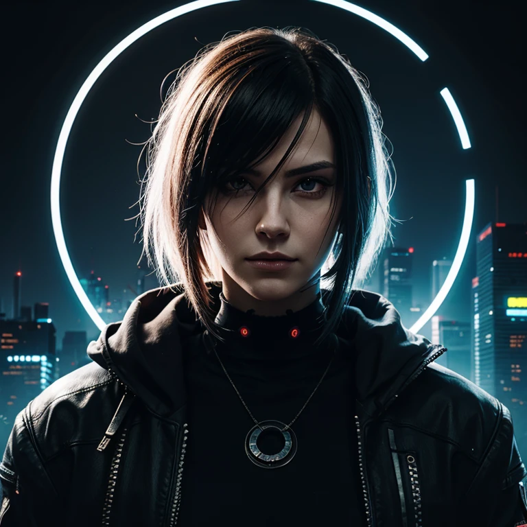 cyberpunk blank circle, transparent blank background