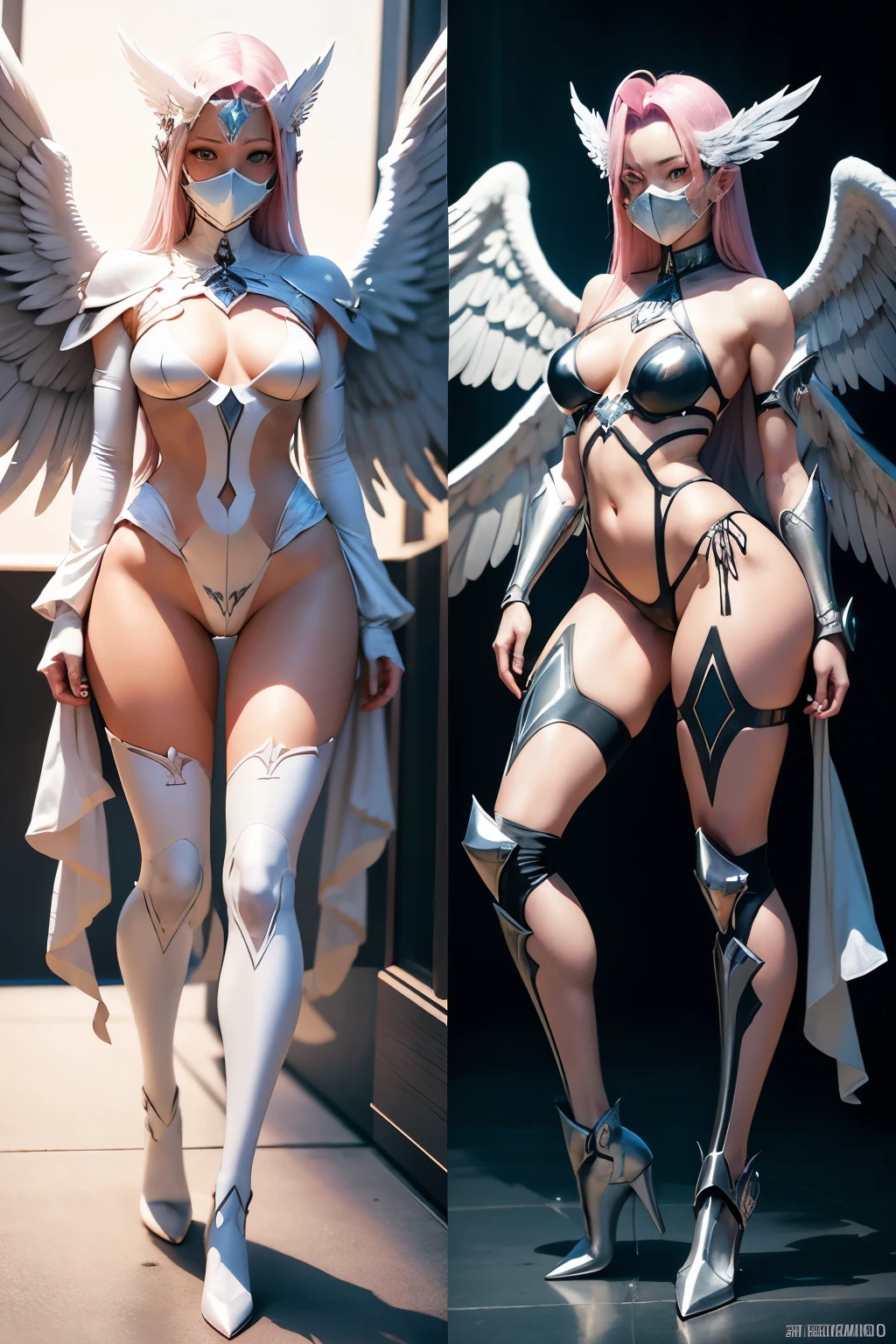 Angewomon is a Digimon Archangel with the appearance of a beautiful woman wearing sexy microrope bikini and futuristic armor on her chest and futuristic long-barreled boots,Mask covering futuristic face. Ele foi anteriormente classificado como um tipo Angel, but was later confirmed as an Archangel type due to the greatness of his abilities. Como um recurso, The champion angels have six wings, and the Ultimate angels have eight wings12. Angewomon is has gentle personality, whole body standing