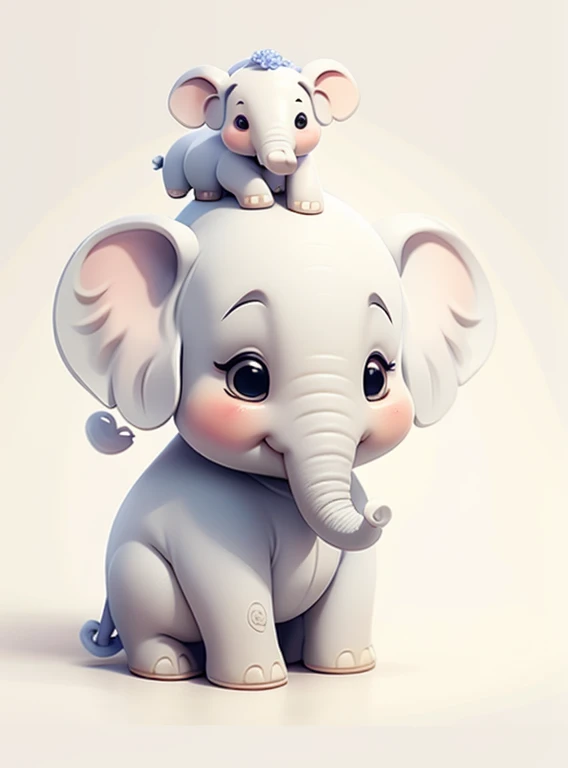 Cute little elephant、view full body, white background