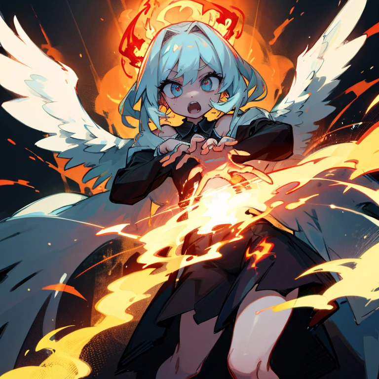 beautiful ,Scary angel hands with flames