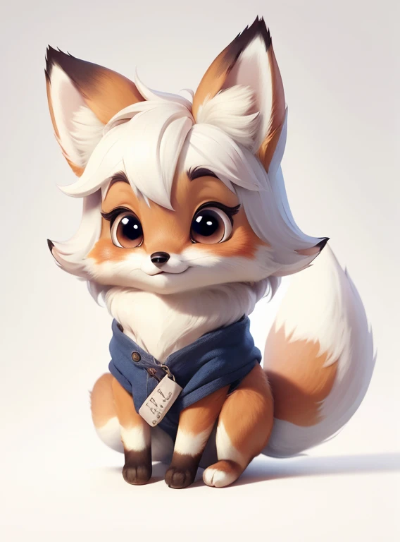 Cute little fox、white background