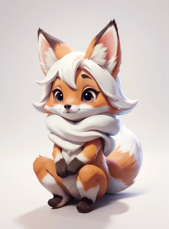 Cute little fox、white background