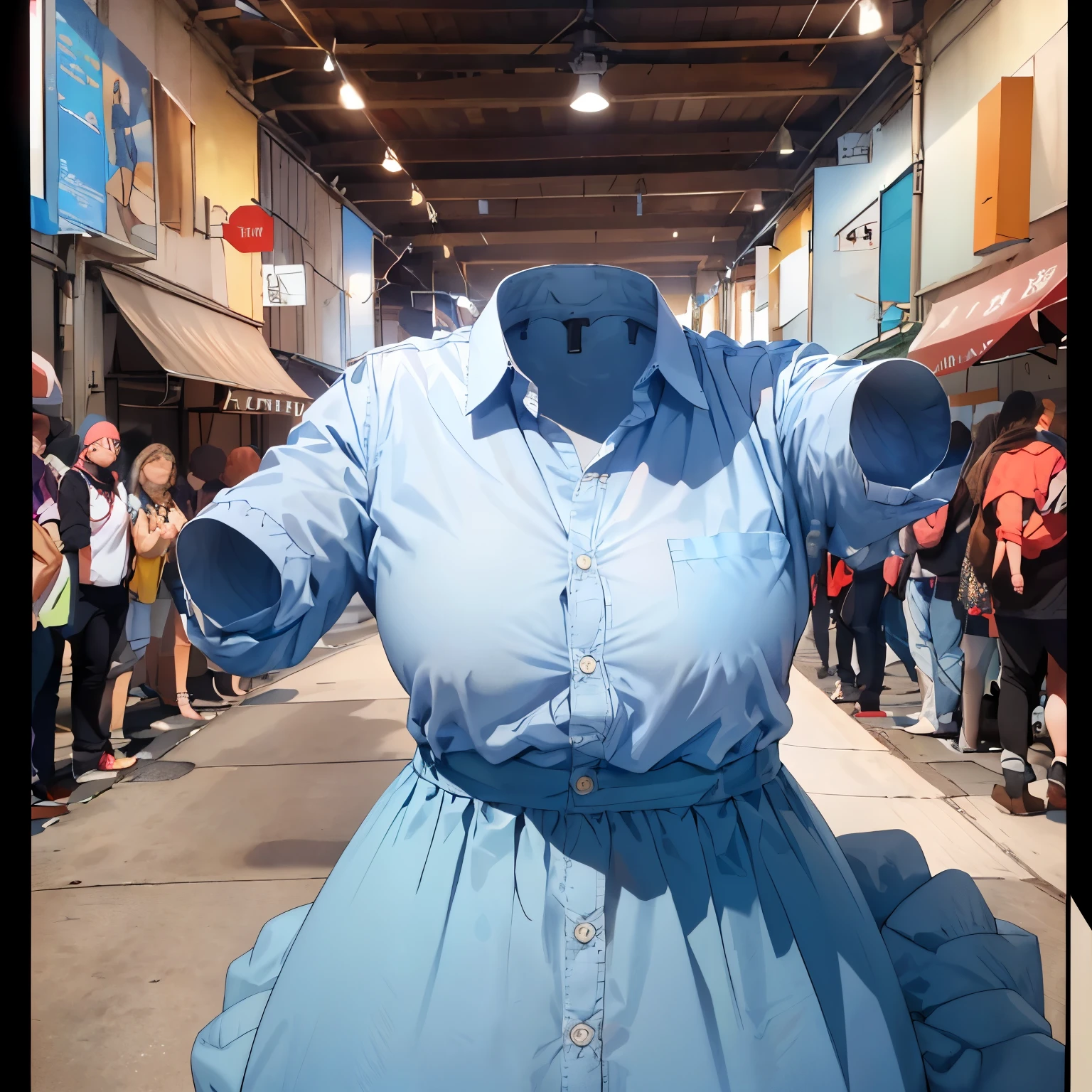absurdres, highres, ultra detailed, formal dress, cute big breasts, (invisible, no human, headless, handless:1.5), chubby,cute pose