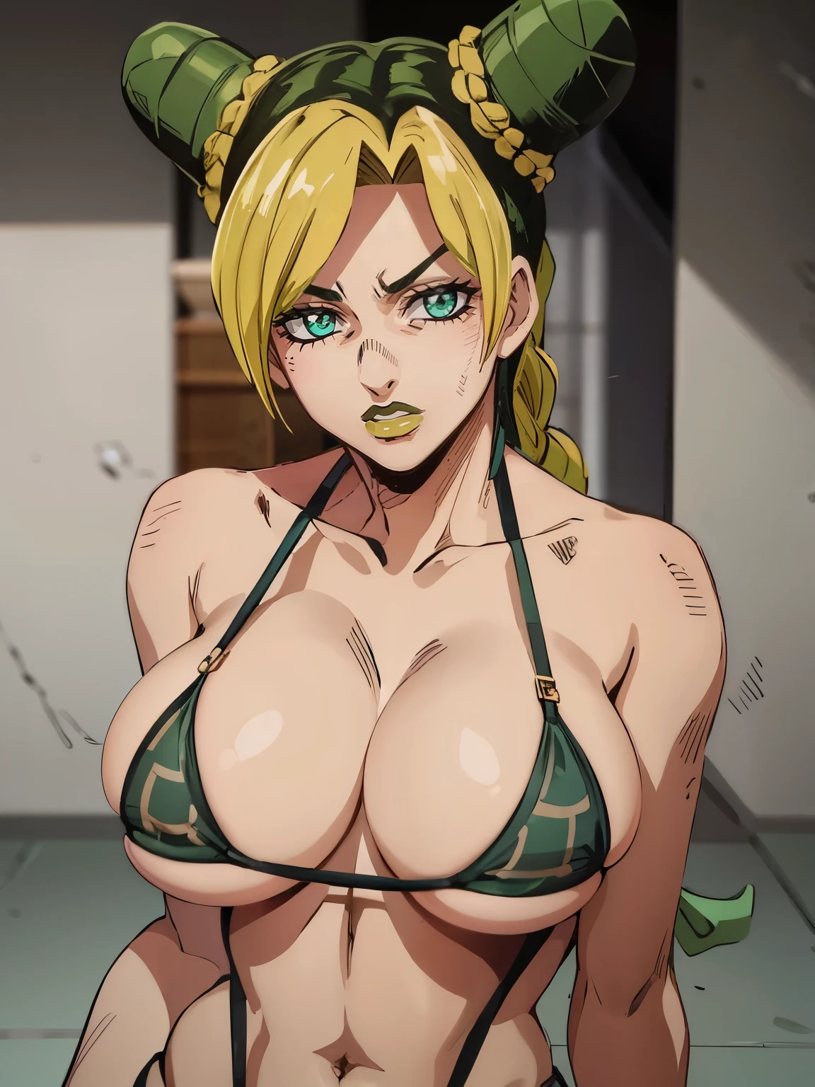 Jolyne, big breasts, micro bikini 