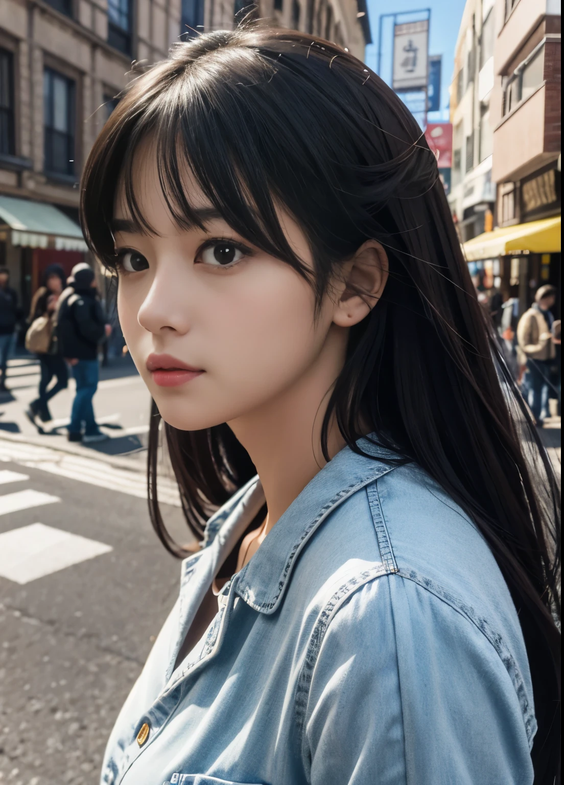 (best-quality:0.8),
(best-quality:0.8), perfect anime illustration, extreme closeup portrait of a pretty woman walking through the city