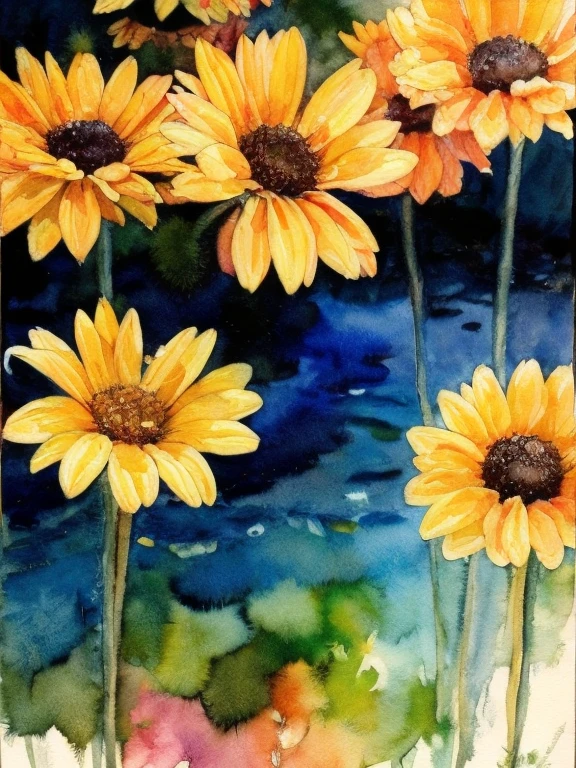 watercolor art, gentle, painting, splashes, flowers, watercolor on canvas, art, canvas, vivid colors
