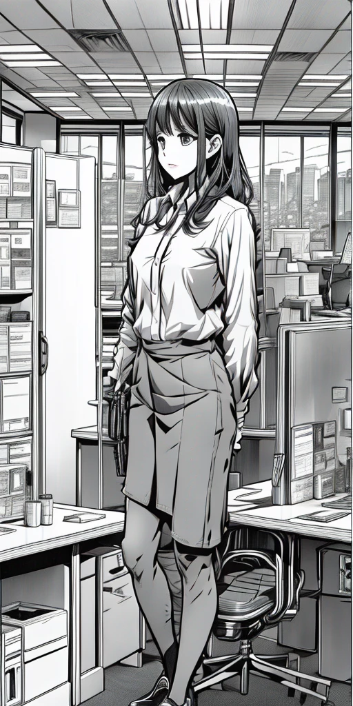 comic, 1girl,full body,office