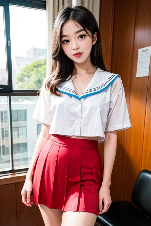 ((masterpiece)), (16K resolution),(RAW photo),(highest quality:1.5), (ultra high resolution:1.6), single lens reflex digital camera,extremely sharp focus,
(Photorealistic),Image clarification,(13 year old cute girl), baby face, Round face and small face,(nsfw:1.3),Very detailed high-level Japanese beautiful girl,highly detailed face,perfect anatomy,(Very seductive appearance),(Moist and shining eyes), squatting,
(spread legs:1.1),(Open legs wide:1.1),
 (up skirt:1.3),(panty lift:1.2),(show off vagina:1.4),real human skin,  (Angle from the front),  short skirt, Japanese high school girl uniform, sailor suit, whole body,embarrassed,looking at the viewer,(Random hairstyle :1.2),In a corner of a shopping mall,hoist one's sailor suit,(Full view of breasts:1.1),Raise your arms naturally and pose in a flirtatious manner.