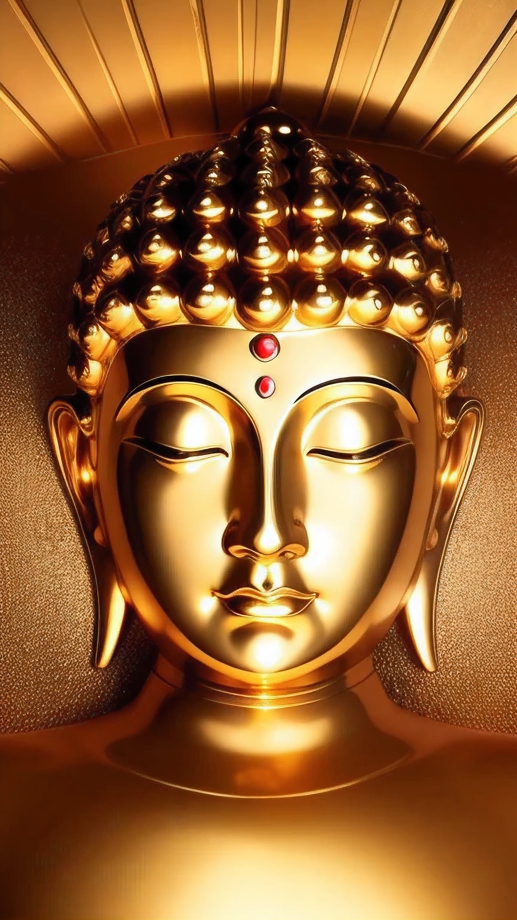 Golden Buddha statue with a shining halo, Buddha教, Buddha陀, Buddha教徒, Buddha, reincarnation, enlightenment, beautiful gold saint, spiritual enlightenment, pushkaraka, enlightenment, Buddha教美術, shining golden aura, enlightenment. Complex, path to enlightenment, path to enlightenment, emits golden light, look forward, Upper body, wear a robe, close up face, head shot, Front view, open your eyes, open your eyes,Front viewing, please open your eyes
