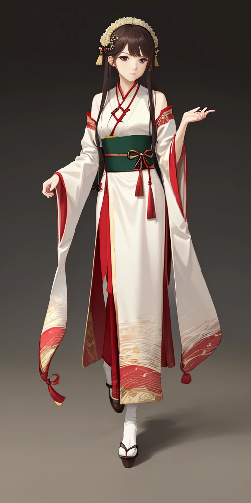 best quality, masterpiece,highly detailed,anime,1girl,hanfu,songstyle,song hanfu,song style outfits,perfect face,walking,simple background,