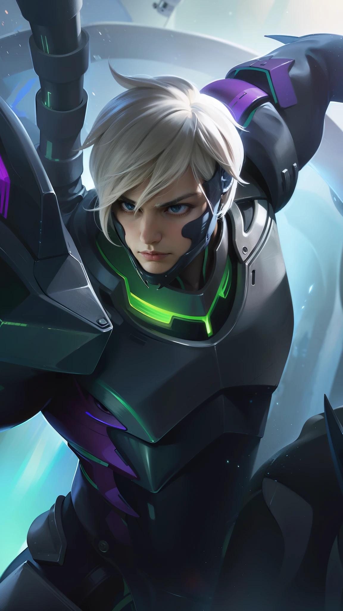 masculine male, masterpiece, ((perfect eyes)) best quality, (semirealism:1.9), beautiful lighting, (extremely detailed CG unity 4k fhd wallpaper), High Detail, Sharp focus, dramatic outdoors, 1 boy ,19 years old, white short hair.
