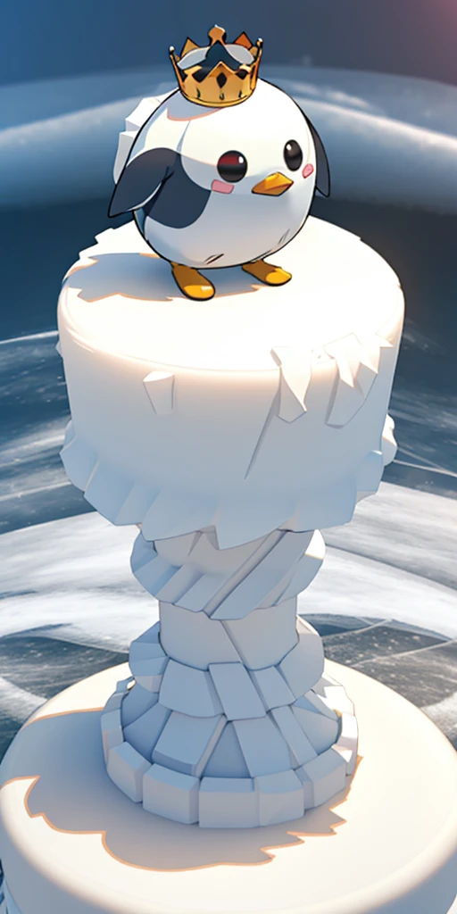 penguin，kawaii，top-quality，3D,8K，On ice，Crown cover