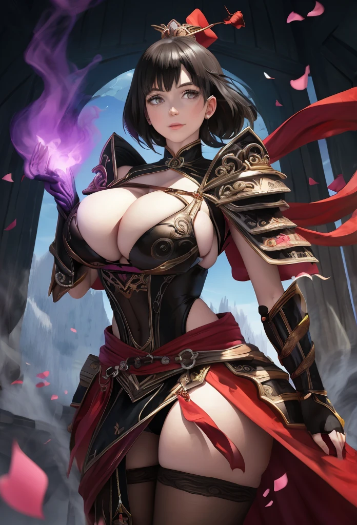 Un primer plano de una mujer disfrazada con una espada, mago de pelo negro, extremely detailed artistic germ, por Yang J., Maga femenina!, Impacto de Ayaka Genshin, portrait of a Maga femenina, Una hermosa hechicera, Maga femenina, Poderosa hechicera regordeta, pretty female clergyman, Arte detallado de alta calidad 8k