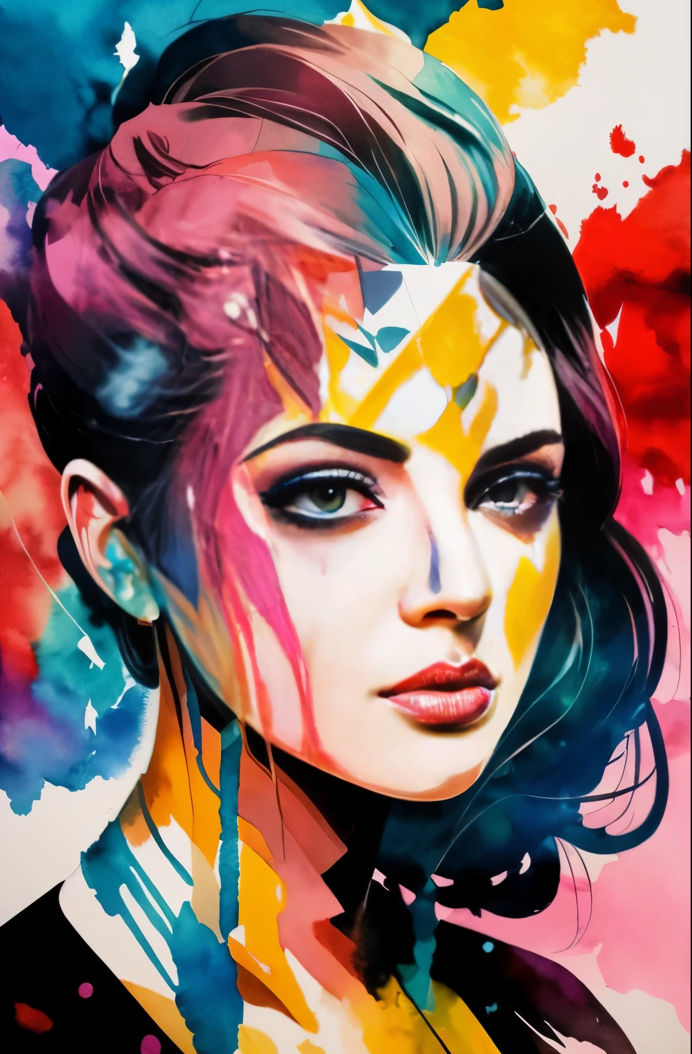 Abstract expressionist painting, energetic brushwork, bold colors, abstract forms, face symmetry, 8k resolution blade runner