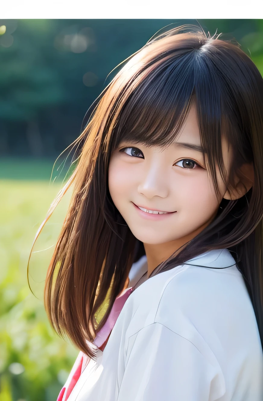 (highest quality、masterpiece:1.2)、highest quality、realistic、photograph、High resolution、1080P、8K、fine-textured skin、physical rendering、1 Japanese girl、、cute、young face、curled hair、full of embarrassment、smile