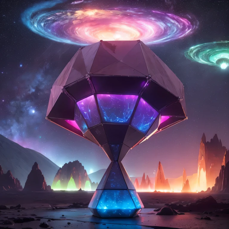 Strange photos of heavy metal planetary clouds,electron micrography,Tissue Engineering,and,statistical mechanics,Dada Photo Montage,future proposals,Mark Caseley,quantum level,light orange style,Purple pink series,Alien Hexagonal Base(Very detailed)In a hexagonal mountain oasis,有几个六角形排气扇and烟囱,some neon lights project from the base,light up the night), There are some clouds in the night sky,Some surrounding planets provide air to unknown planets,The most distant giant hexagonal volcanic eruption,rainforest