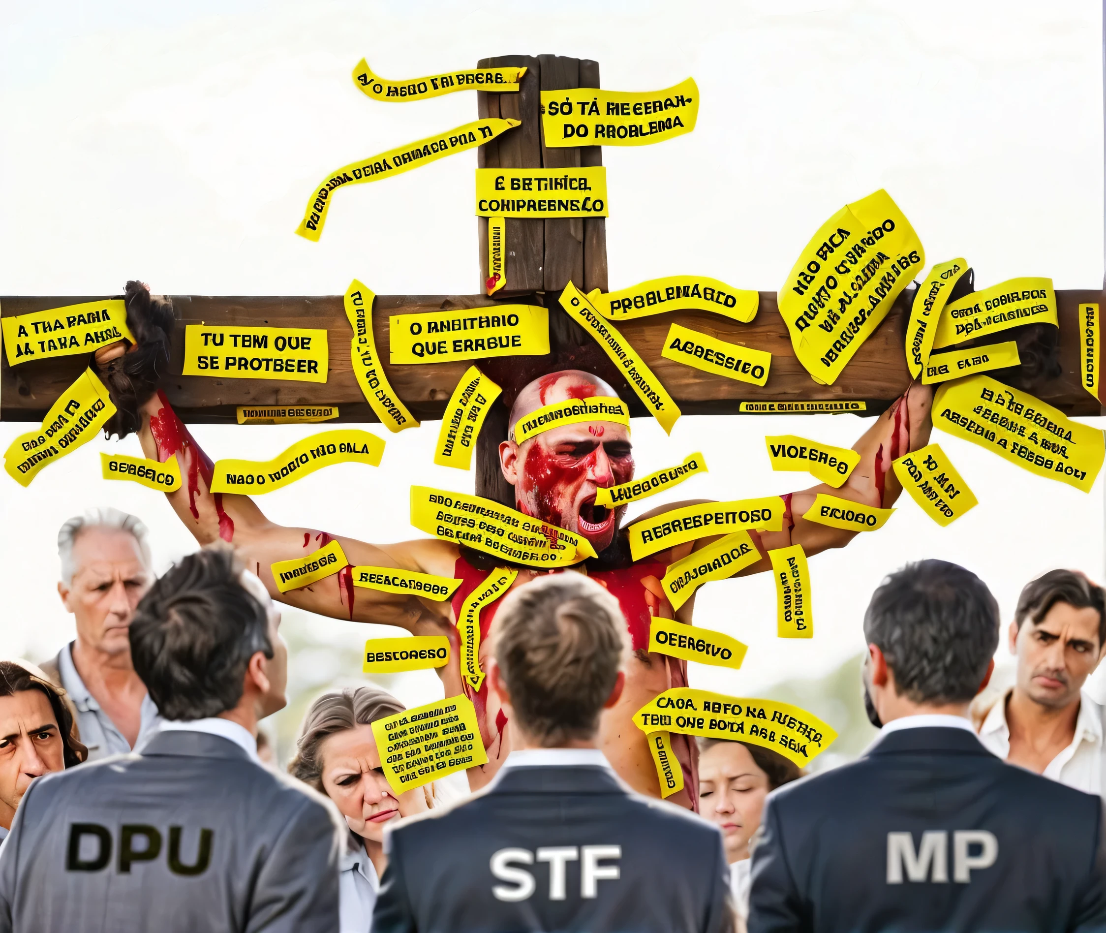 image with superrealistic and perfect details. the crucified is a German.