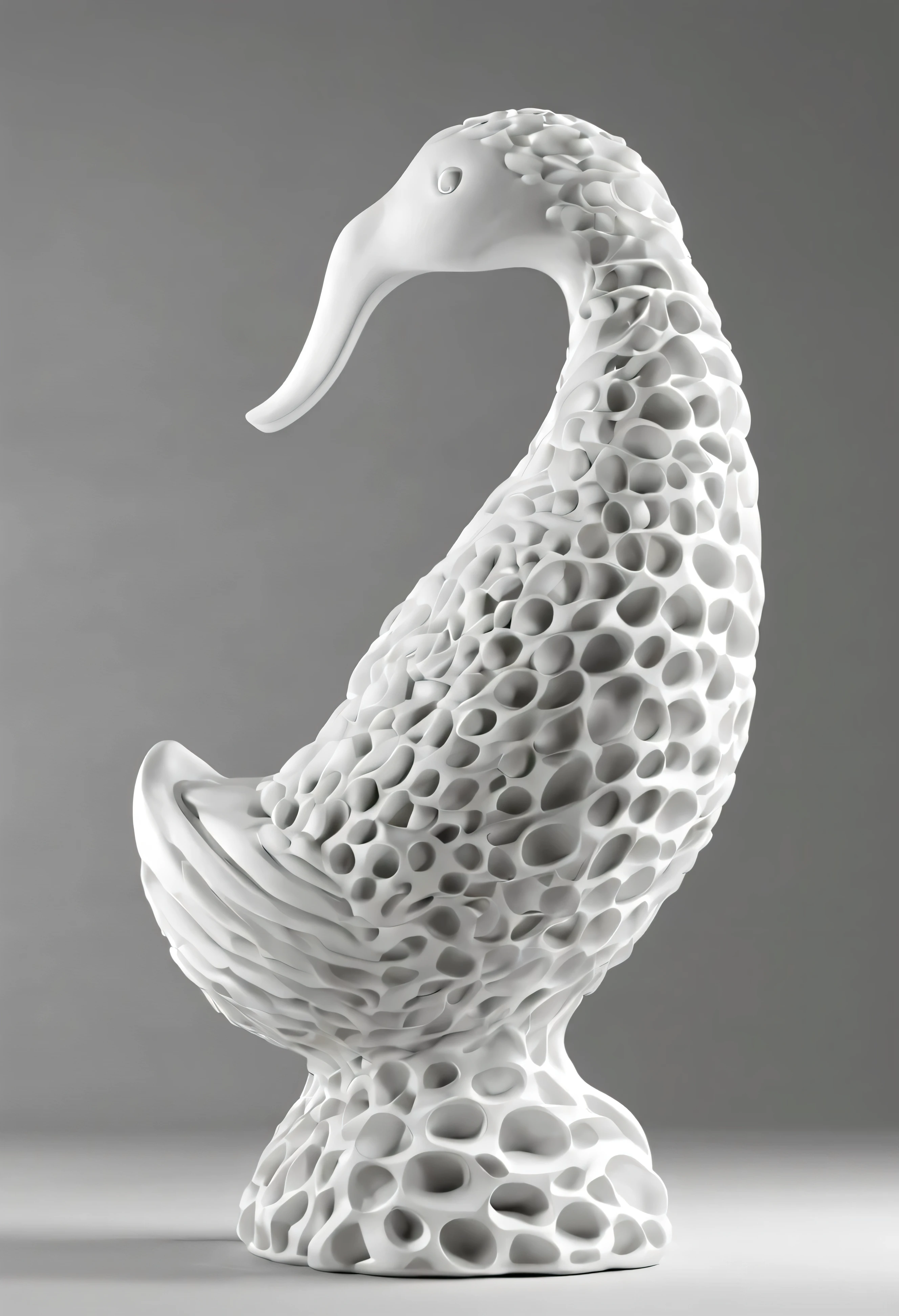 uma escultura representativa de uma Dodo moderno com curvas muito suaves sobre um fundo branco, organic ceramic shape, raio mental, monochrome 3 d model, 3D ceramics, high quality rendering, Modelos 3D, escultura em porcelana branca, Dodo ornamental branco