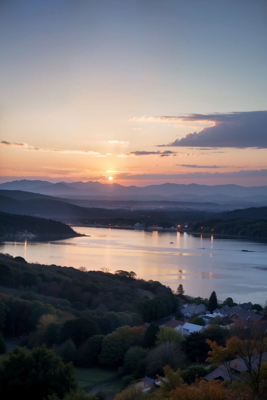 dusk,The afterglow of the setting sun shines on the vast land,The clouds in the sky are dyed with various colors,Gradually changes from bright red to soft orange、and lilac。Everything on the earth looks particularly mysterious and romantic under this beautiful light。