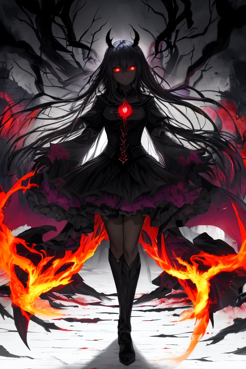 a dark goddess with crimson red eyes and black hair like darkness, holding a small black hole, evil smile, wearing darkness goddess clothing, 1girl, night scenery, (best quality,4k,8k,highres,masterpiece:1.2),ultra-detailed,dark fantasy,dramatic lighting,moody,cinematic,dramatic,ethereal,mystical,supernatural,dark magic,dark powers,dark fantasy art,dark goddess,dark entity,dark heroine