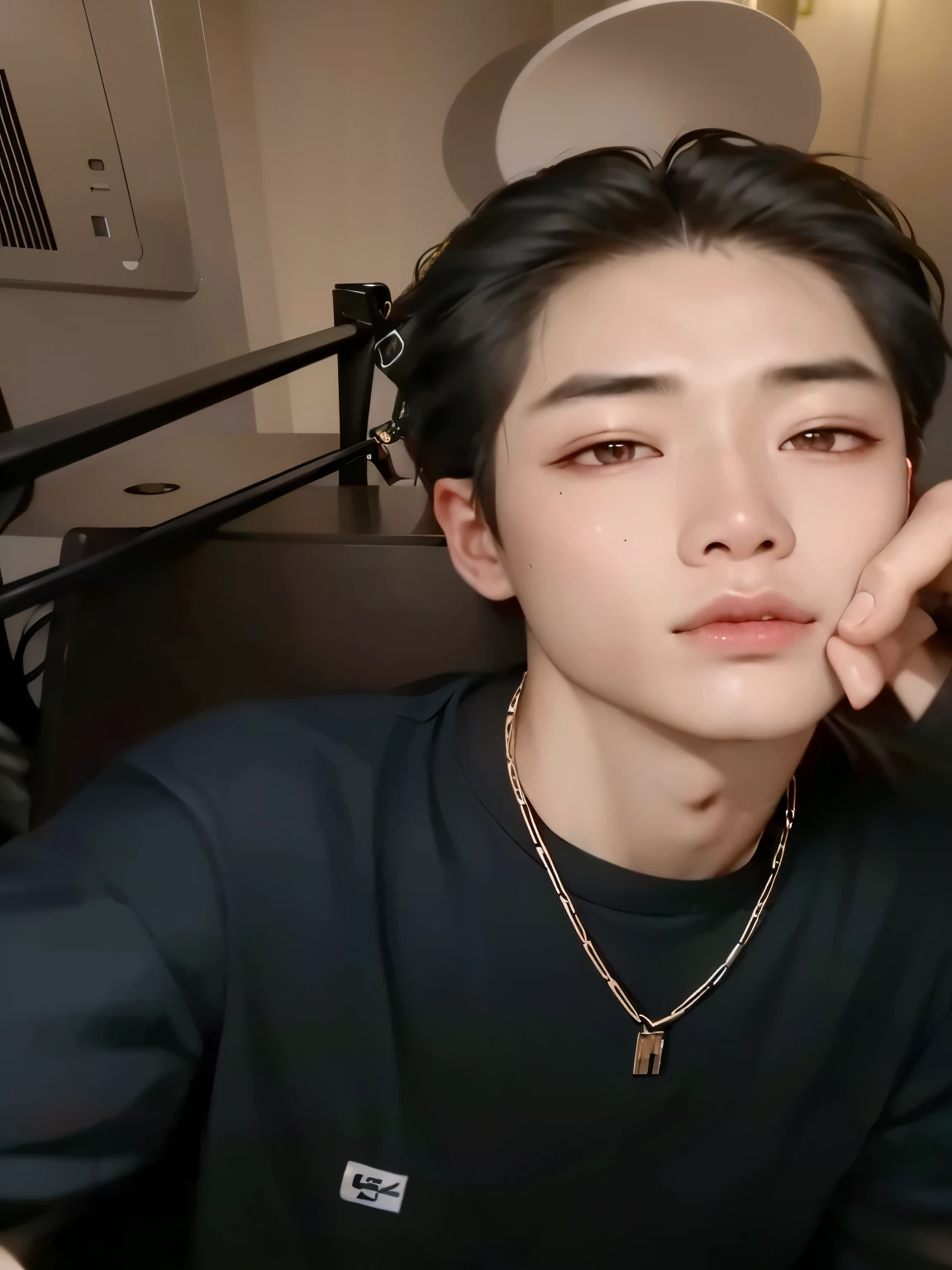 Hombre arafed con camisa negra y cadena de oro., Jung Jaehyun, pale korean adorable face, Jimin\his right eyelid is swollen, kim doyoung, 1 7-year-old boy with a thin face, Jinyoung Shin, pintar ulzzang, yanjun chengt, joven y adorable rostro coreano, TaeJune Kim, jaeyeon nam, hombre surcoreano, Taehyung