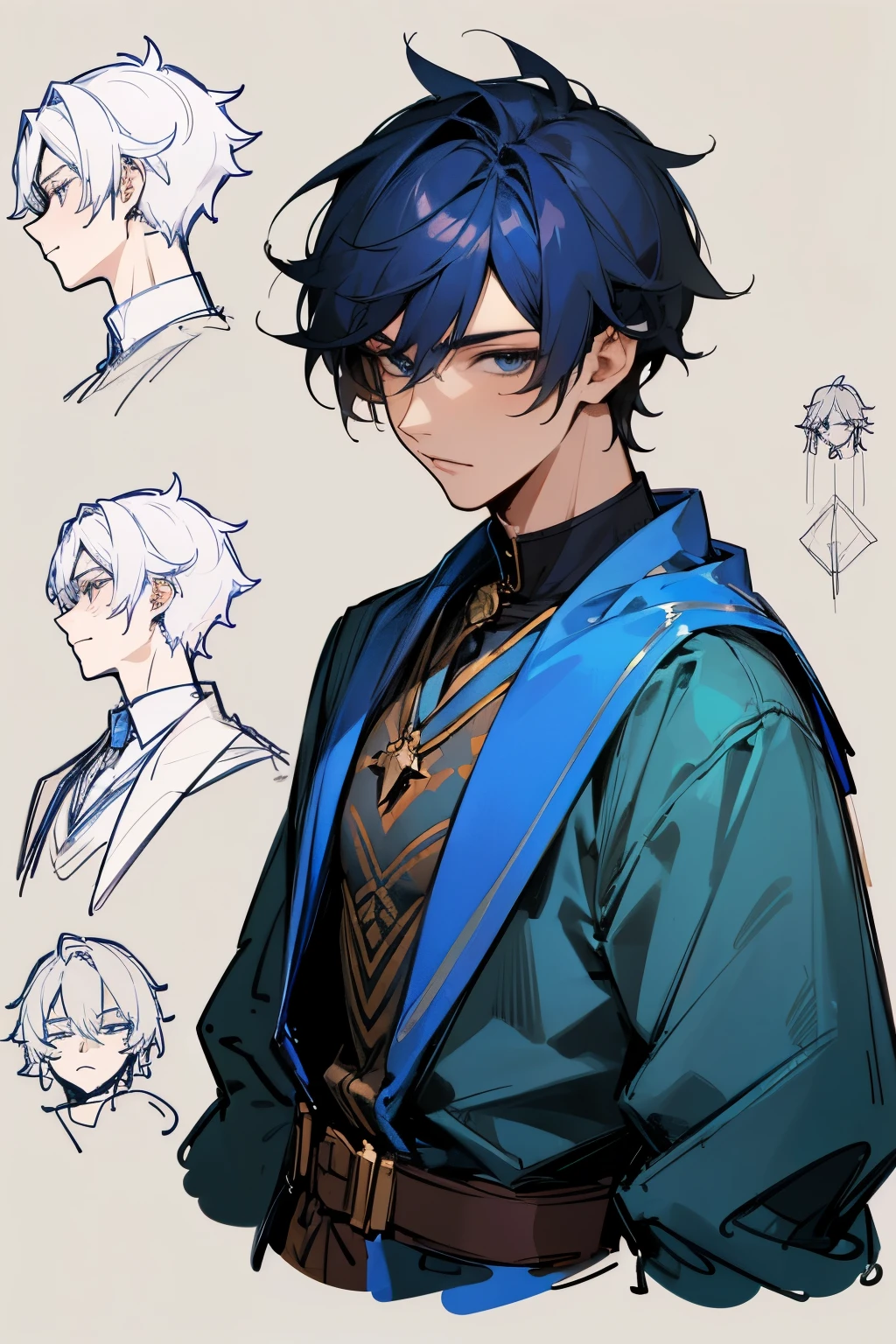 anime russian monster boy Design a detailed character reference sheet 