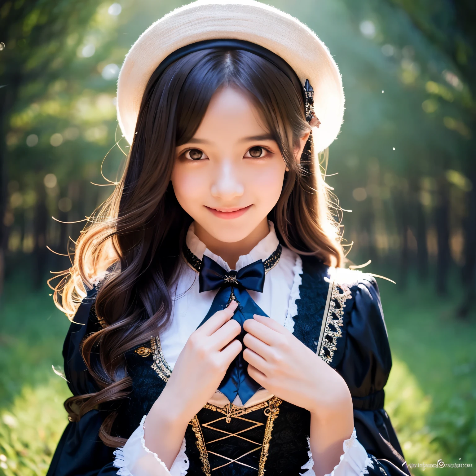 A age boy joins a witch coven and magically transformed into a cute female witch apprentice, experiencing a gender-bending ritual. She now has enchanting pink eyes and long black hair. Her pretty face has soft feminine features and she has lipstick gloss applied on her lips. This new girl is joyful and smiling. She absolutely loves her new identity, embracing the gift of femininity bestowed upon her. Her appearance is striking, adorned in a stunning black Victorian dress with intricate details and voluminous skirt fitting for a maiden of the arcane. She also wears a pair of high heels. Completing the look, she wears a pointy hat, symbolizing her newfound magical abilities. The artwork depicts the new girl surrounded by an aura of magic and mystery, radiating an aura of confidence and empowerment. The image showcases an artistic style that combines elements of fantasy and realism, highlighting the intricate details of the boy's transformation into a girl. The color palette leans towards pastel shades, enhancing the whimsical and enchanting atmosphere. The lighting in the scene is soft and dreamy, casting a captivating glow on the girl and emphasizing the magical elements. This artwork is of the best quality, with ultra-detailed features and a photorealistic depiction. It captures the imagination and evokes a sense of wonder, inspiring viewers to embrace their own unique identities and embrace the magic within themselves.
