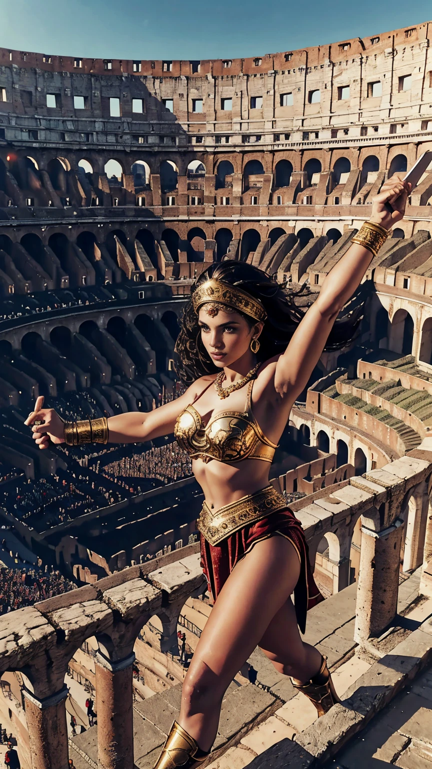 iphone 14 pro , the year is 82AD, gladiators entering the Collseum in Rome cheering spectators