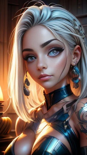 ((trabalho de arte)), ((melhor qualidade)), ((directly in sight):1.6), (tiro de vaqueiro): 1.0), (hard Luzing, volumetric Luzing: 1.0). Uma mulher, 26 anos de idade, ((platina_cabelo)), branco, silver cabelo, long cabelo, dreadlocks, platina eyebrows, ((platina_cabelo):1.0), translucent black blouse, ( translucent fabric: 1.0), garota linda, ((perfeito_face)), perfeito facial proportions, tamanho de olho adequado, formato de nariz adequado, Luz_verde_olhos, pele clara, pale complexion, ((perfeito_face):1.2), (perfeito body: 1.0), tatuagem tribal no corpo. --Com: 0.4